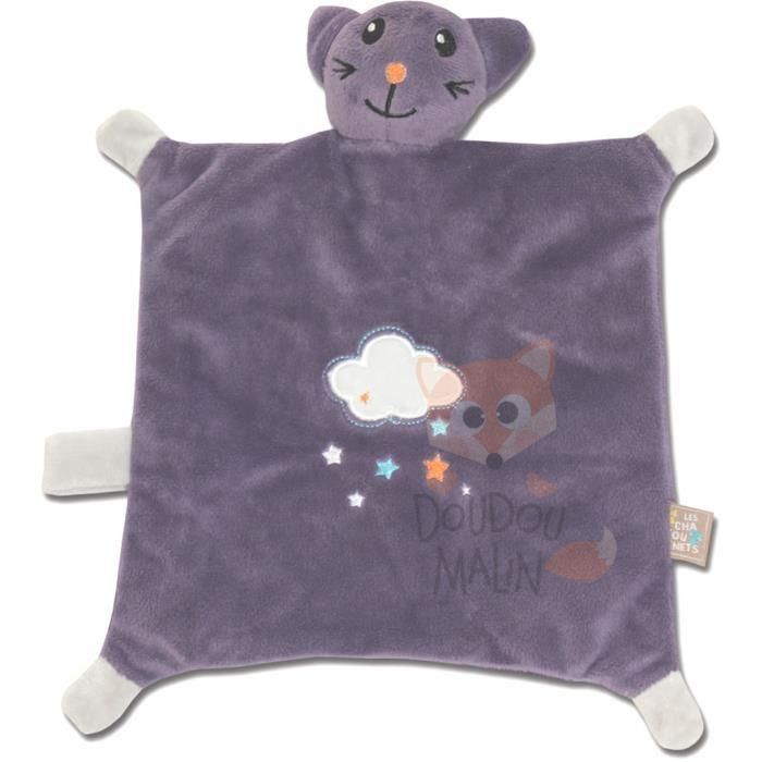  baby comforter handpuppet cat purple cloud star blue orange 